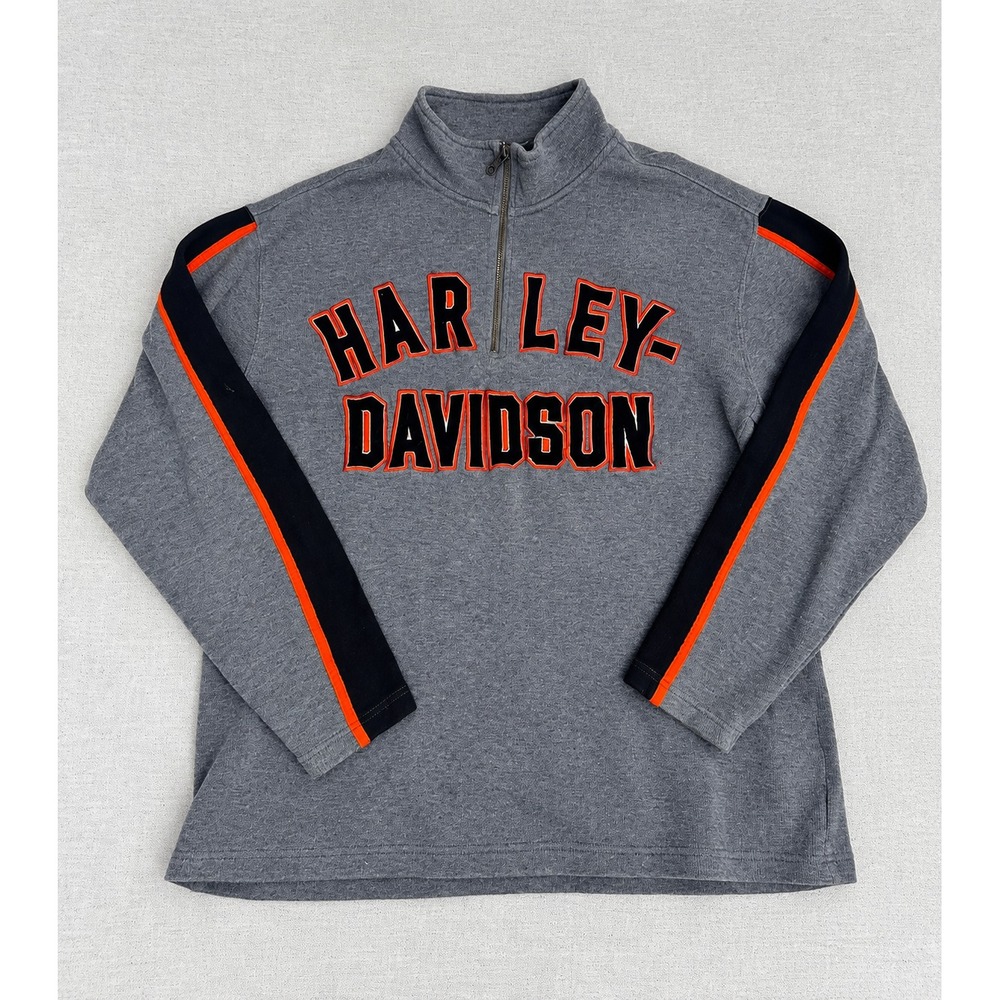 Harley-Davidson Genuine MotorClothes 1/4 Zip Sweatshirt Men's XL Gray Spellout